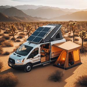 Ford Transit camper van, van life in Joshua Tree at sunset (1)